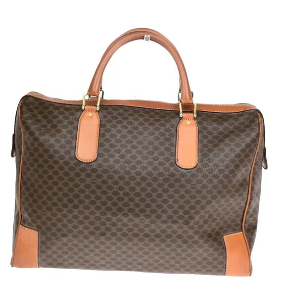 CELINE Logo Macadam Pattern Travel Hand Bag PVC Leather Brown GHW Italy 65YF574 - Picture 12 of 16